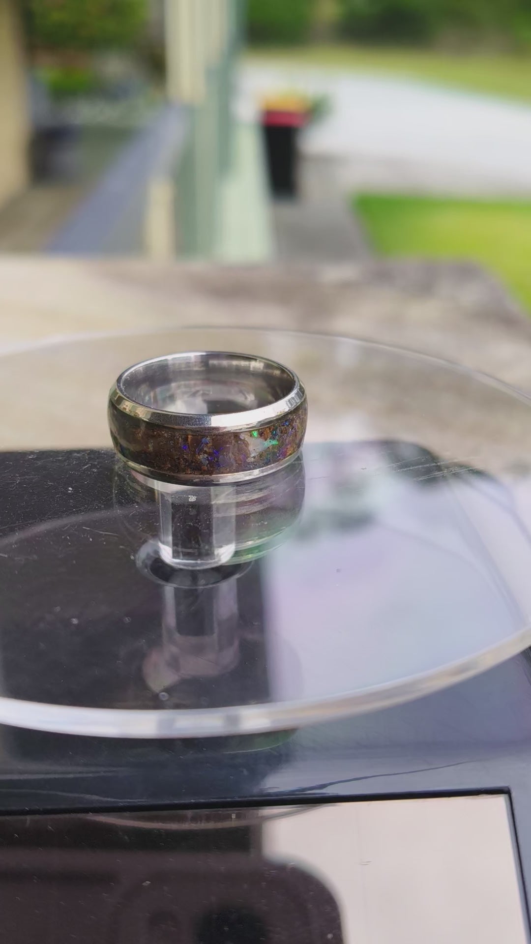 Boulder Opal Inlay Ring Size 7