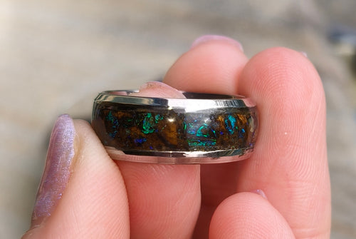 Boulder Opal Inlay Ring Size 7