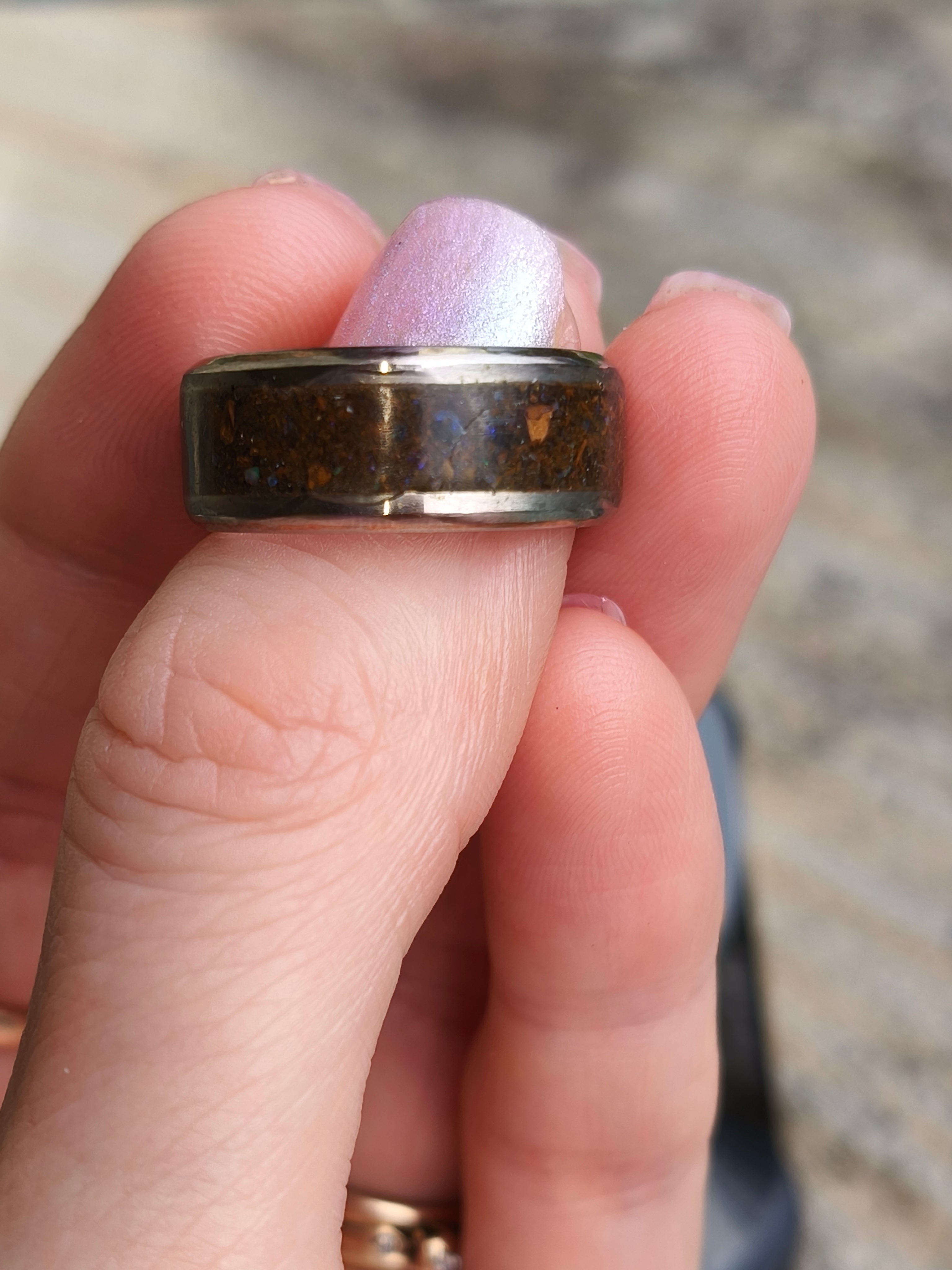 Boulder Opal Inlay Ring Size 7